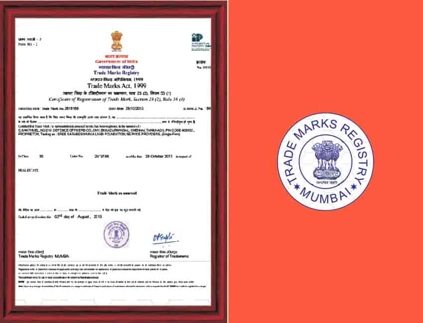Trade Marks Registration Cerificate